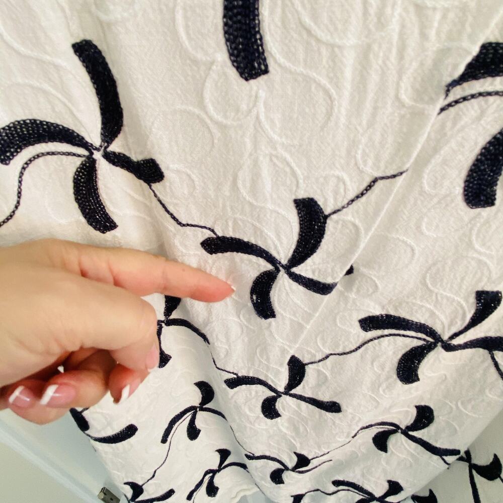 Lungo L'Arno Dress Womens Large White Navy Linen Collared Shift Mini Made Italy - Picture 3 of 7
